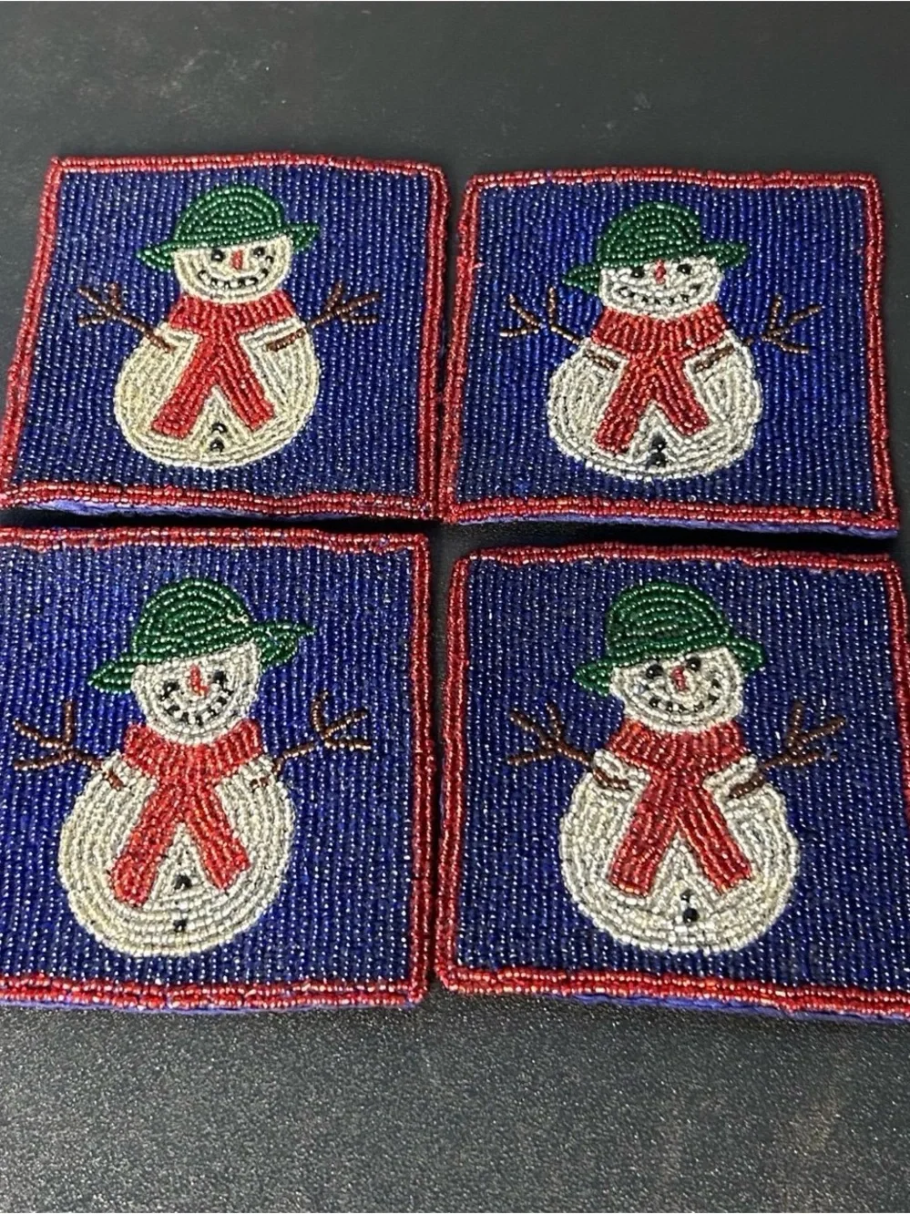 Crate and barrel snowman coasters